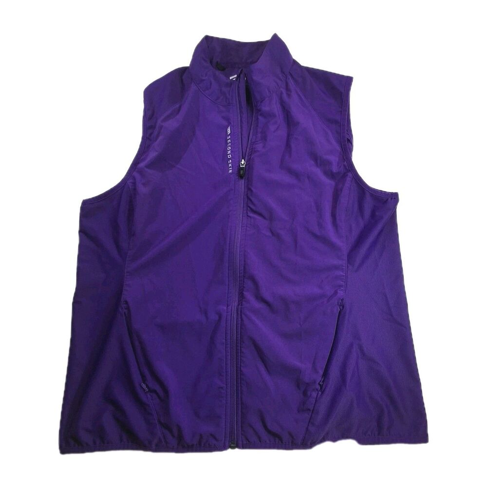 Second Skin Womens Sz XL Full Zip Vest Lightweight Purple Breathable Activewear